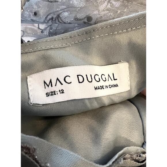 Mac Duggal 20475 Silver Gray Sequin Beaded Tulle Midi Dress Size 12 NWT - Picture 8 of 9